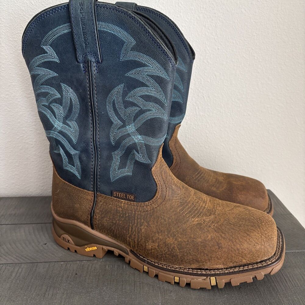 TONY LAMA Steel Toe Waterproof Vibram Work Boots W/Ortholite Men's Size 10 D